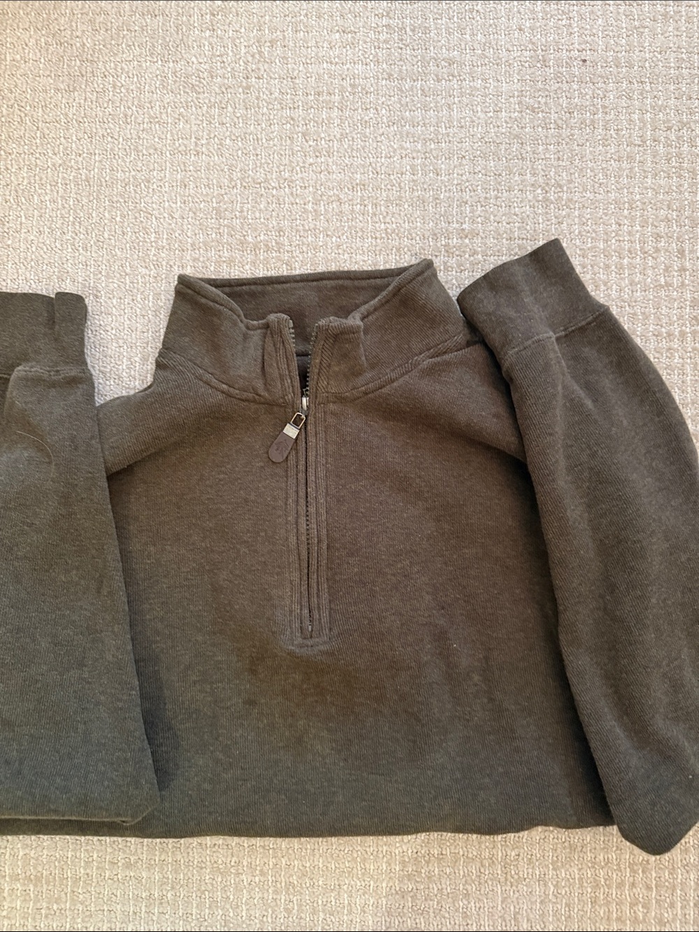Orvis 1/4 Zip Pullover Large Forest Green Cotton Knit Casual Sweater Men’s